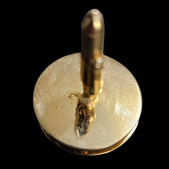 Swank Gold-Tone Cufflinks w/ Purple Quartz Gemstones – Vintage Round Design - Picture 4 of 5